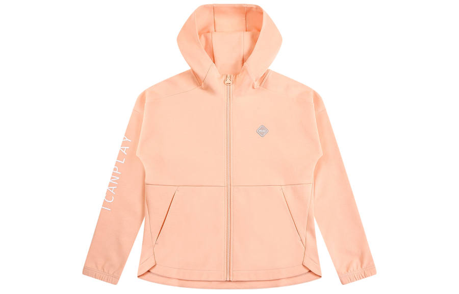 PEAK Sweatshirts Women's Pink Orange Hooded Moderate Cardigan