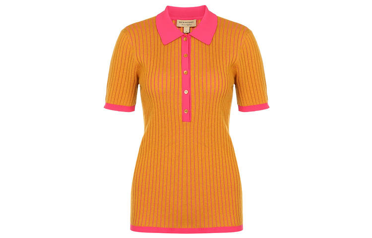 Burberry Polo Shirts Women's Yellow Polo Collar Moderate Straight Fit