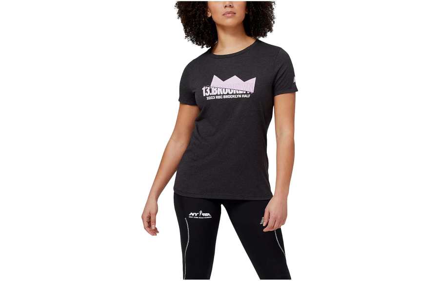 New Balance New Balance T Shirts Women's Black Crew Neck Moderate Straight Fit