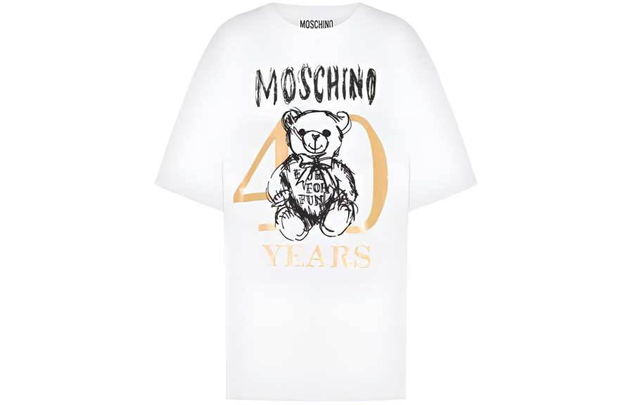 MOSCHINO Drop Shoulder Sleeve T Shirt Women's White