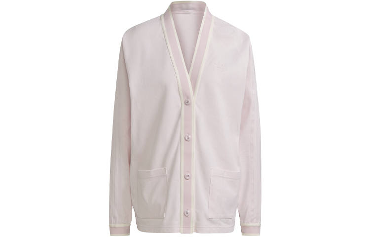 Adidas Originals Knitwear Women's Pearl Crystal Purple V Neck Moderate Cardigan