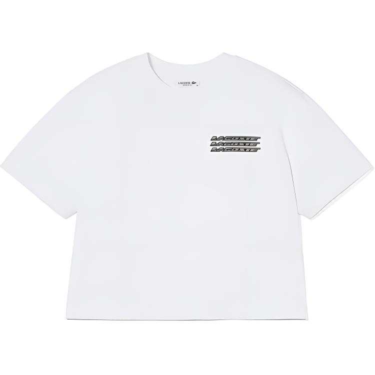 LACOSTE Drop Shoulder Sleeve T Shirt Women's White
