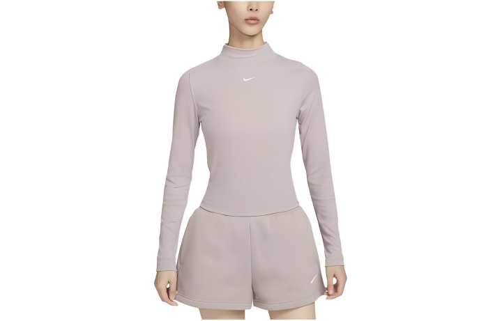 Nike Nike T Shirts Women's Blended Gray Brown Turtleneck Moderate Straight Fit