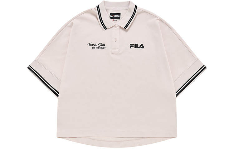 FILA FUSION Polo Shirts Women's Dirty Peach Pink Polo Collar Moderate Straight Fit