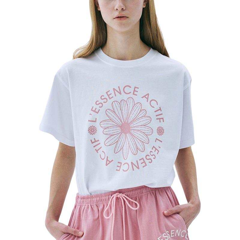 MARDI MERCREDI ACTIF Sports SS25 T Shirt Women's White/Pink Korean Style