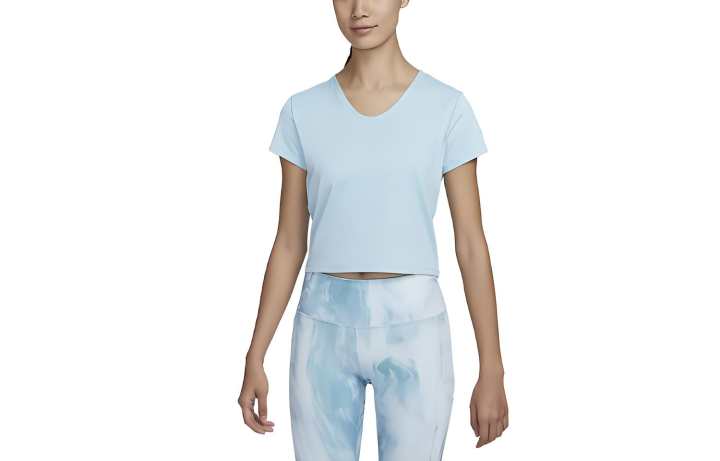 Nike Nike T Shirts Women's Light Blue V Neck Moderate Straight Fit