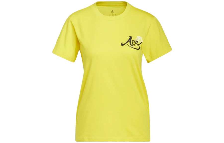 Adidas Adidas T Shirts Women's Yellow Crew Neck Moderate Straight Fit