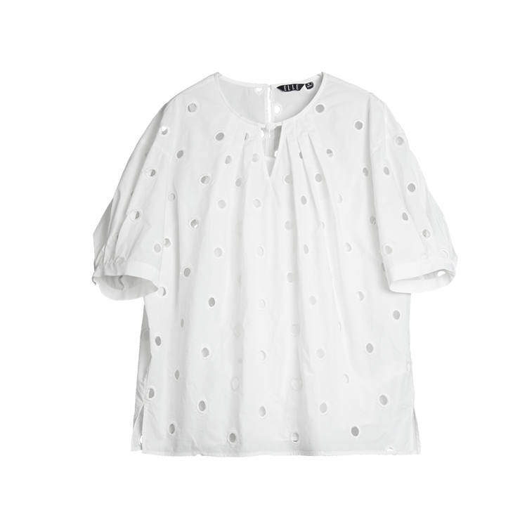 ELLE Shirts Women's White Crew Neck Moderate Shirt