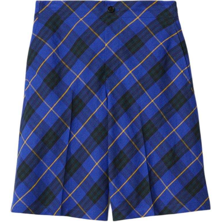 Burberry Check Linen Shorts Casual Shorts Men's Blue