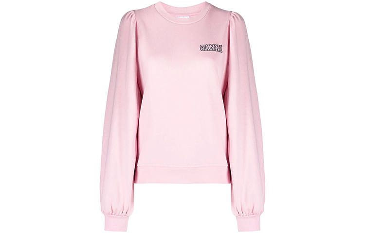 GANNI Sweatshirts Women's Pink Crew Neck Moderate Regular