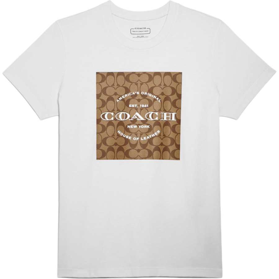 COACH T Shirts Women's White Crew Neck Moderate Straight Fit