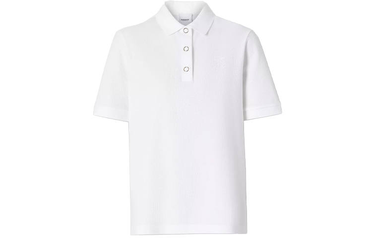 Burberry Women'ss Monogram Motif Pique Cotton Polo Shirt White