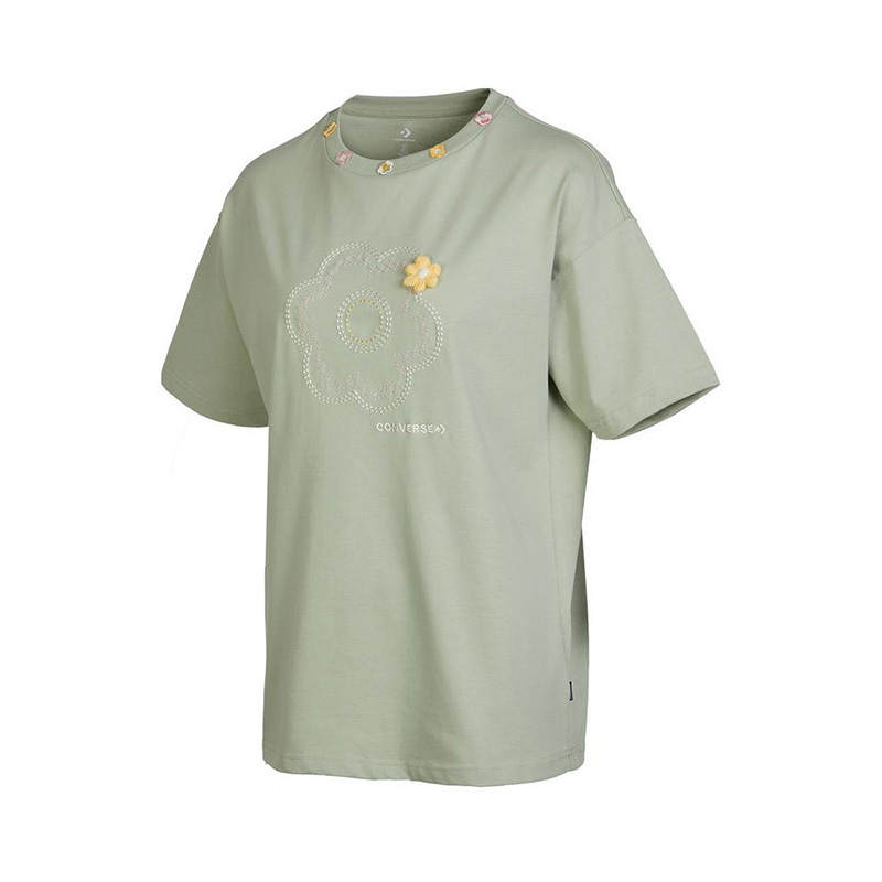 Converse Set in Sleeve T Shirt Women's Gray Green