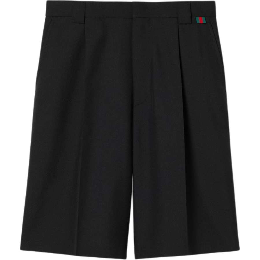 GUCCI Twill Web Pleated Gabardine Shorts