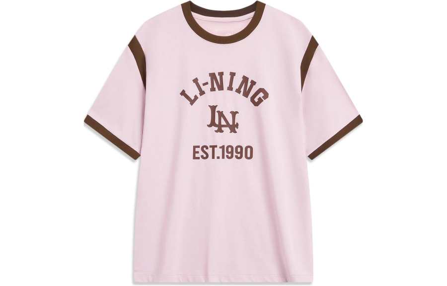 Li-Ning Li Ning Sports Fashion Collection Drop Shoulder Sleeve T Shirt Women's Soft Sand Pink