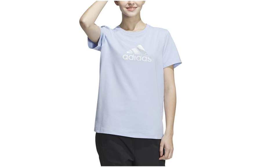 Adidas Adidas T Shirts Women's Purple Crew Neck Moderate Straight Fit