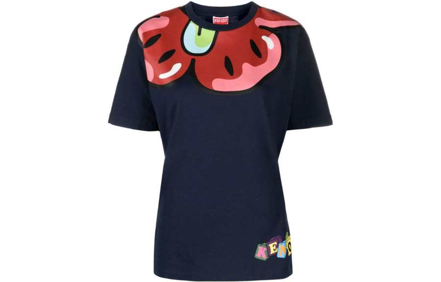 KENZO KENZO Printed Neck T Shirt 'Blue'