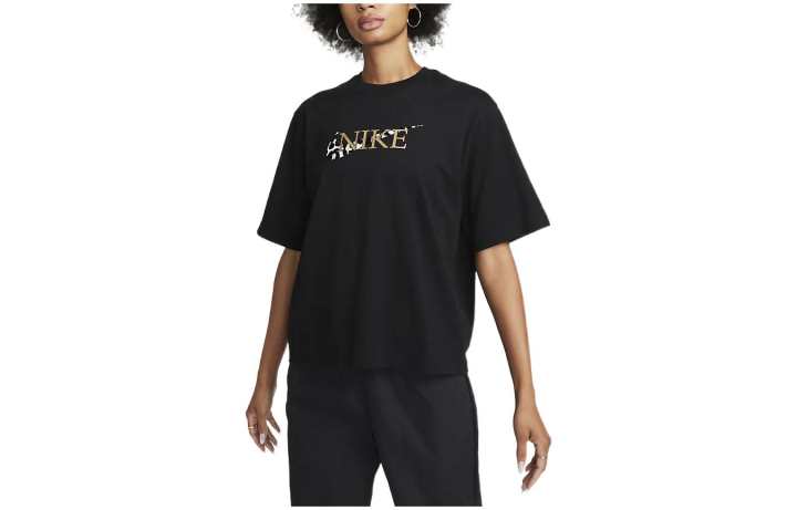 Nike Nike T Shirts Women's Black Crew Neck Moderate Straight Fit