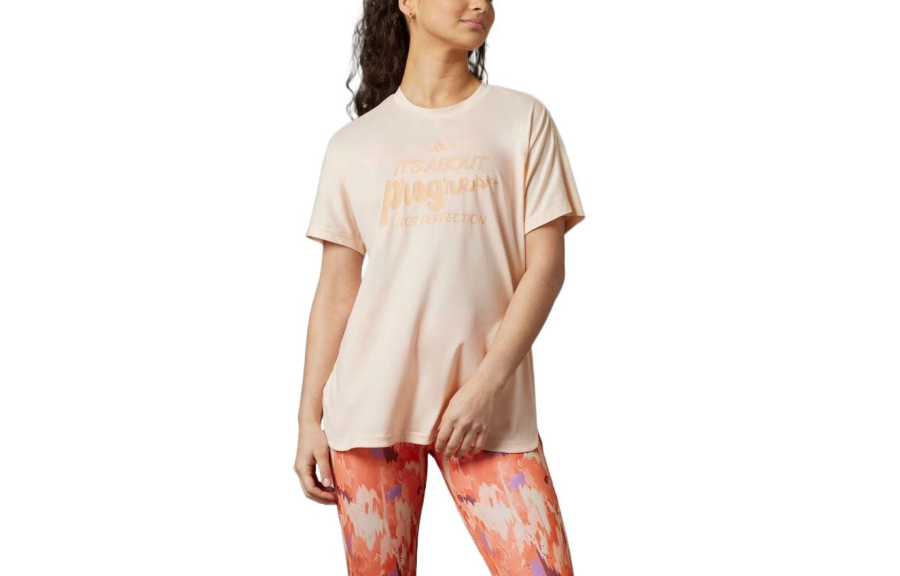 Adidas Adidas T Shirts Women's Bliss Orange Crew Neck Moderate Straight Fit
