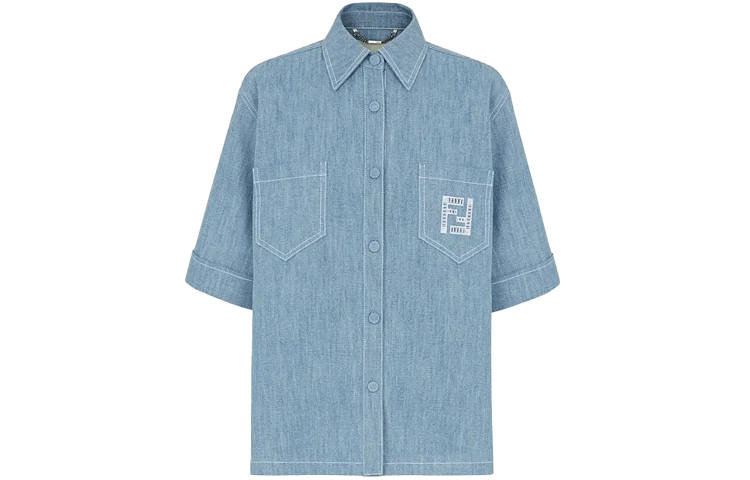 FENDI Shirts Women's Light Blue Pointed Collar Moderate Other