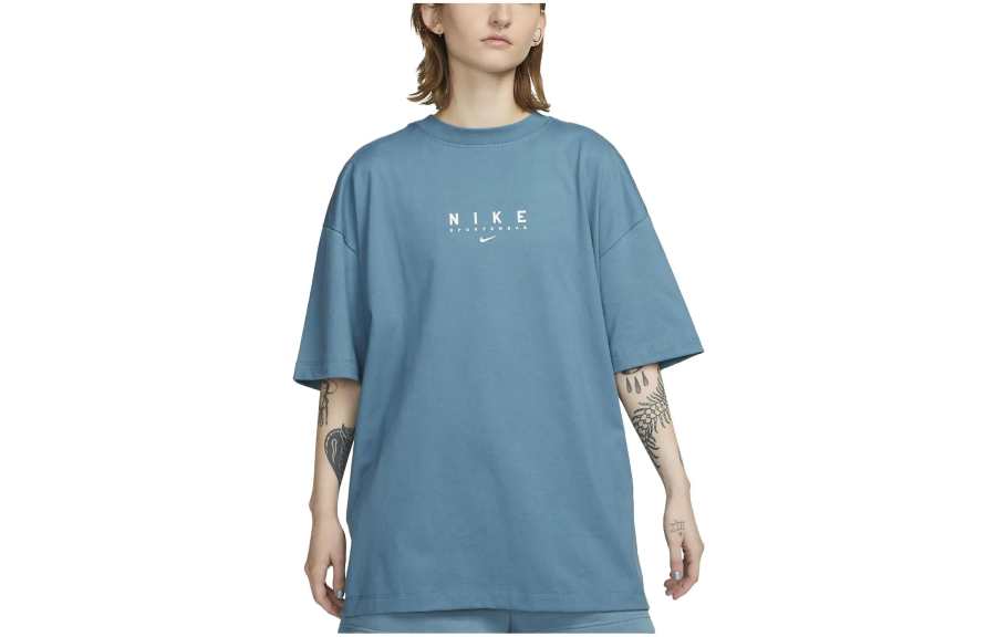 Nike Nike Sportswear Essentials T Shirts Women's Noise Wave Light Green Crew Neck Moderate Straight Fit