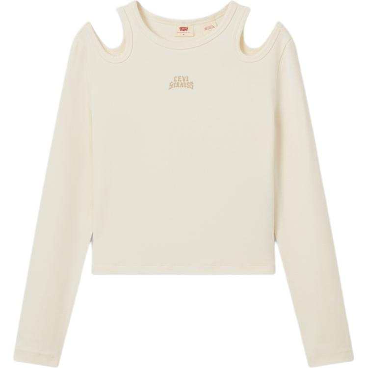 Levis T Shirts Women's Beige Crew Neck Moderate