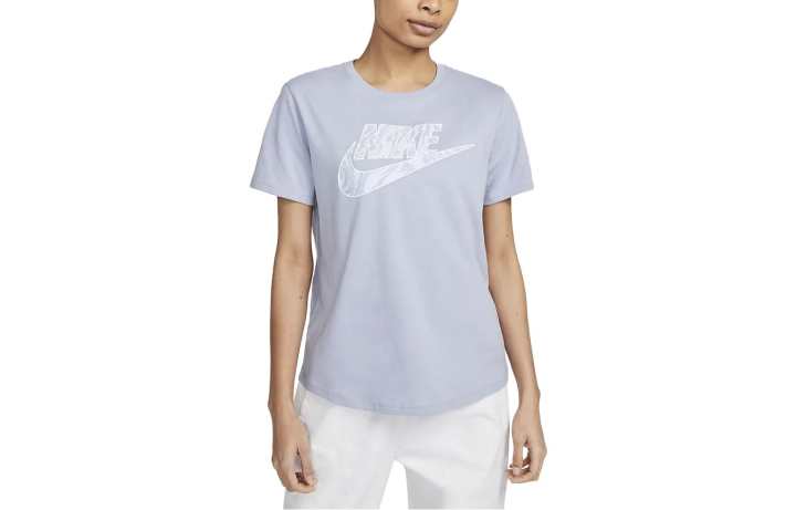 Nike Nike T Shirts Women's Indigo Mist Crew Neck Moderate Straight Fit