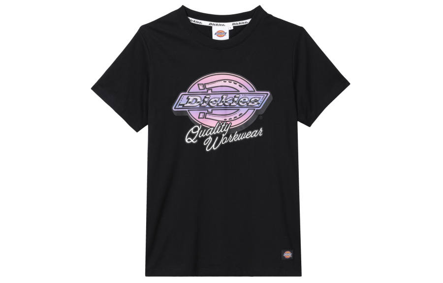 Dickies T Shirts Women's Black Crew Neck Moderate Straight Fit