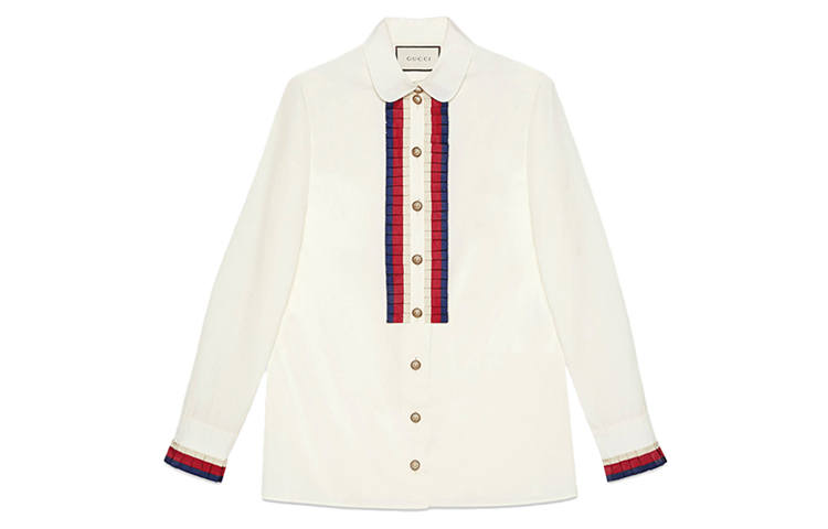 GUCCI Shirts Women's White Lapel Moderate Shirt