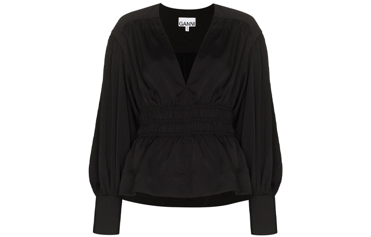 GANNI Chiffon Shirt Women's Black