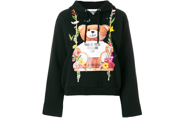 MOSCHINO Sweatshirts Women's Black Hooded Moderate Regular