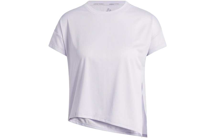 Adidas Adidas T Shirts Women's Light Purple Crew Neck Moderate Straight Fit