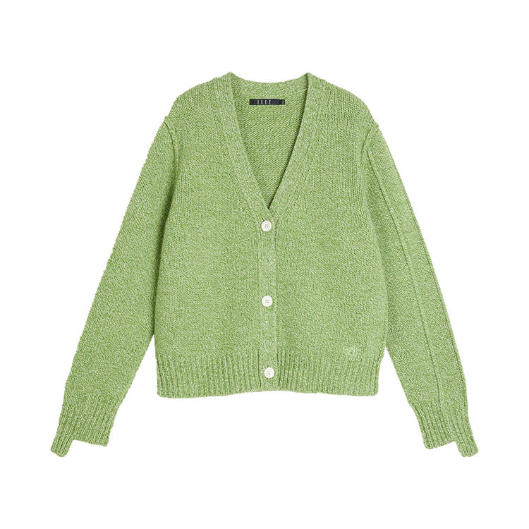 ELLE Sweaters Women's V Neck Thickened Cardigan