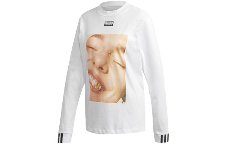 Adidas Originals T Shirts Women's White Crew Neck Moderate Straight Fit
