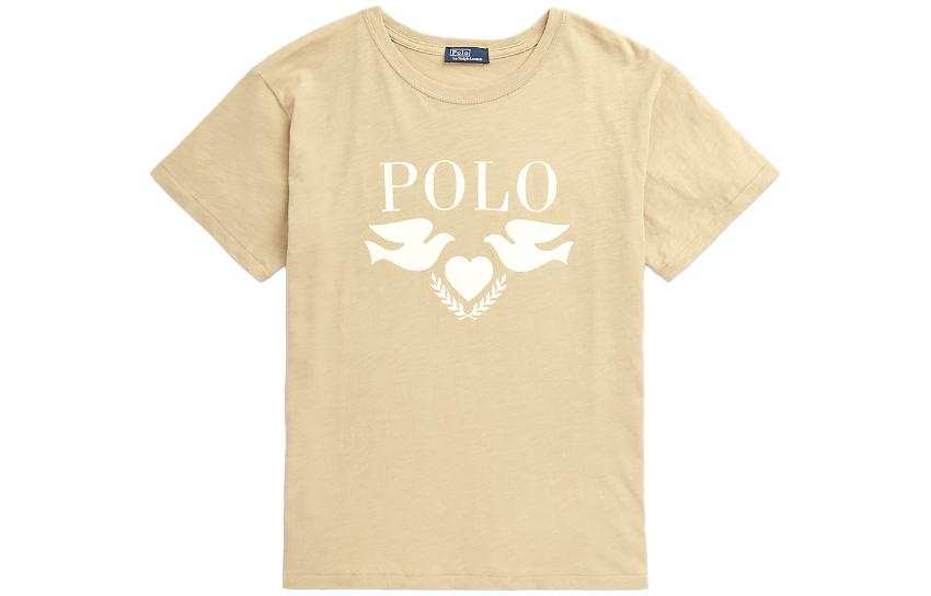 Polo Ralph Lauren T Shirts Women's Beige Moderate Straight Fit