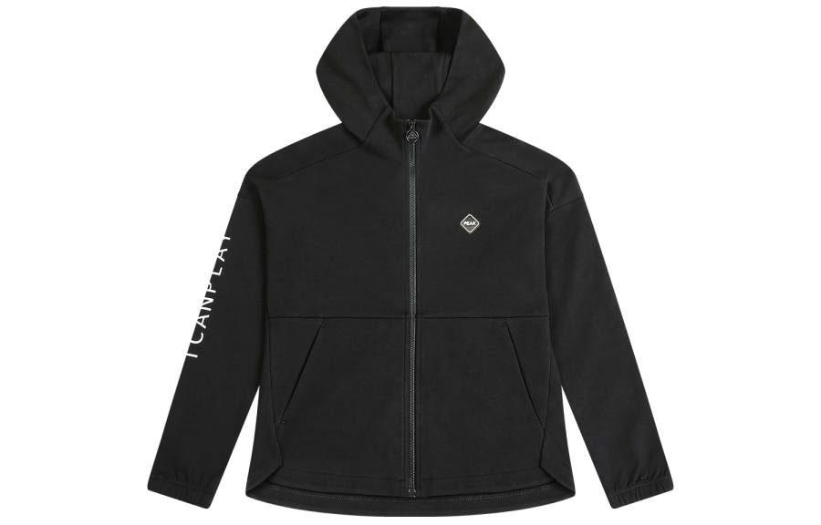 PEAK Sweatshirts Women's Black Hooded Moderate Cardigan