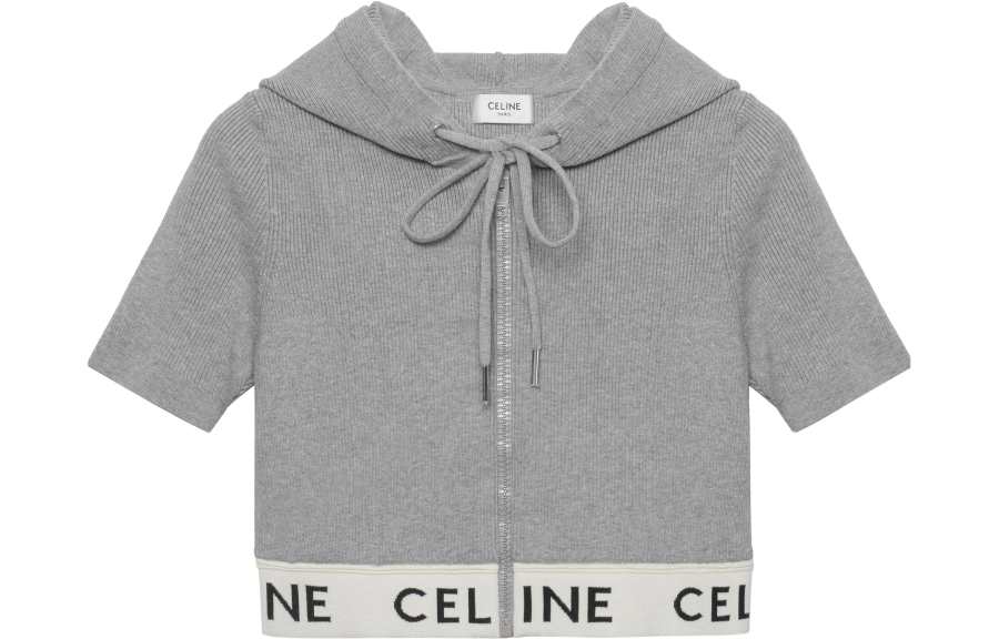 CELINE Sweatshirts Women's Gray Hooded Non Detachable Moderate