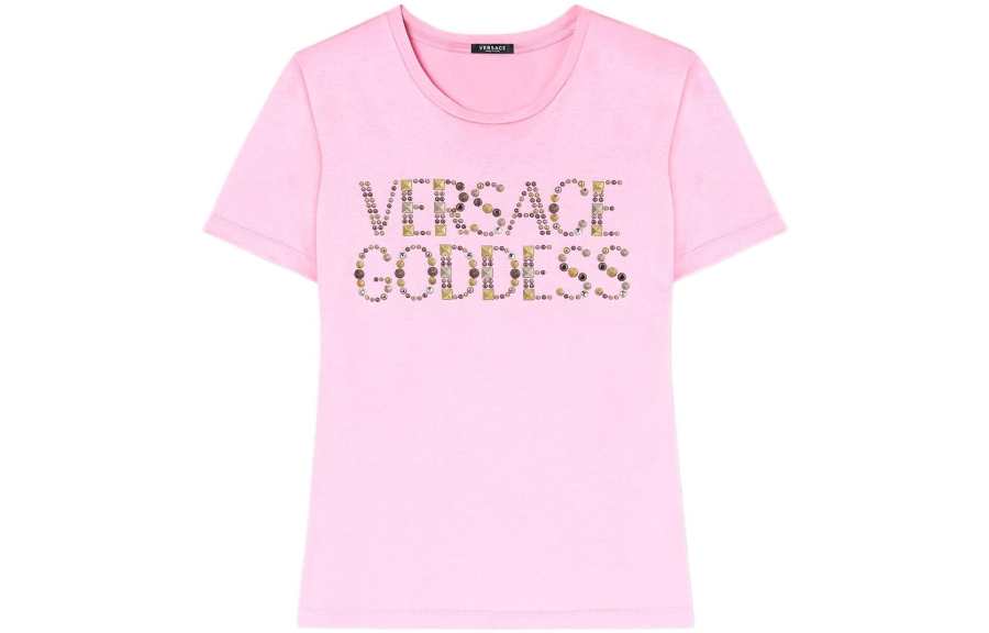 VERSACE VERSACE Logo Embellished Crewneck T Shirt
