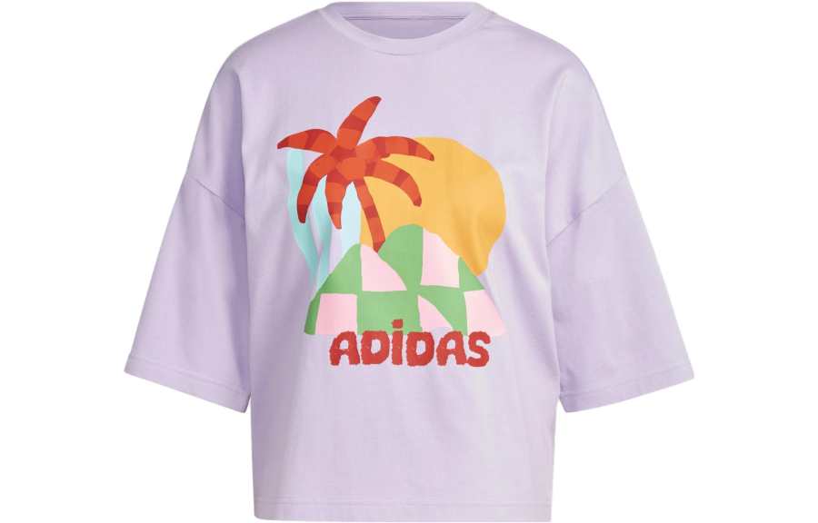 Adidas Adidas T Shirts Women's Purple Crew Neck Moderate Straight Fit