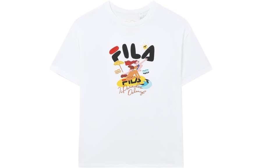 FILA Drop Shoulder Sleeve T Shirt Women's Standard White