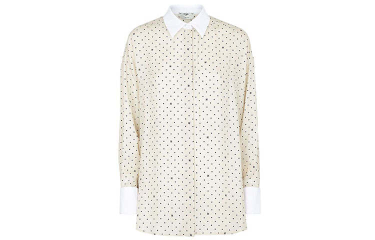 FENDI Shirts Women's White Pointed Collar Moderate Shirt