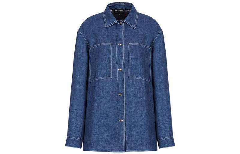 EMPORIO ARMANI Shirts Women's Blue Lapel Moderate