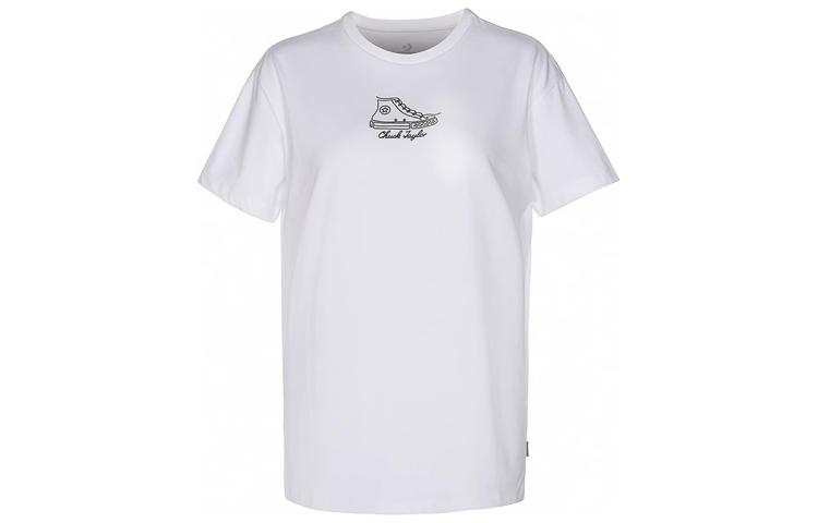 Converse T Shirts Women's White Crew Neck Moderate Straight Fit