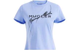 H&M Mugler H&M Printed Fitted T shirt Blue