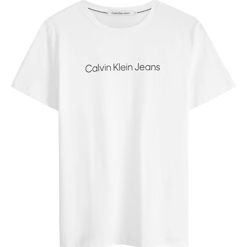 Calvin Klein T Shirts Women's White Crew Neck Moderate Straight Fit