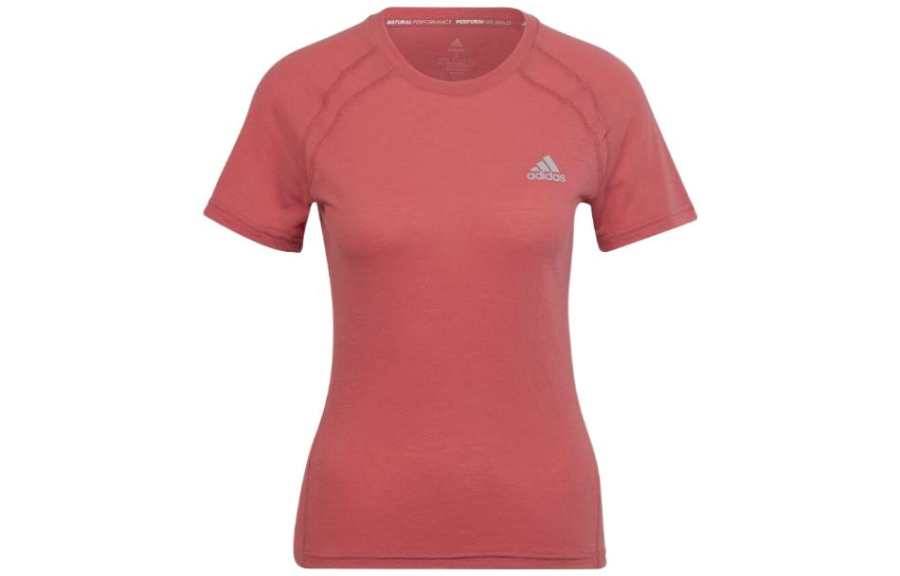 Adidas Adidas T Shirts Women's Red Crew Neck Moderate Straight Fit