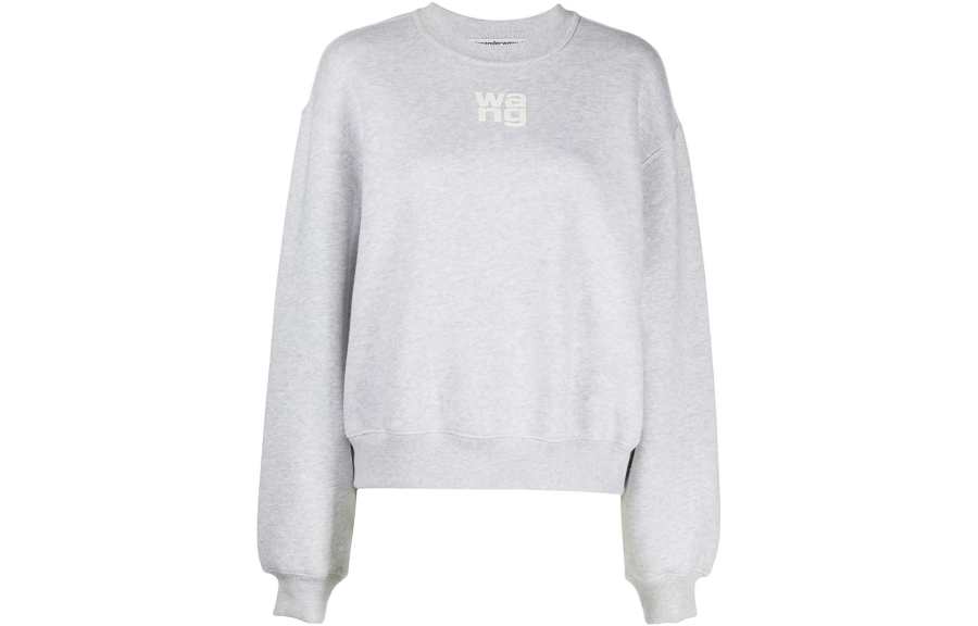 Alexander Wang T By Alexander Wang Essential Puff Logo Terry Crewneck Sweatshirt Heather Grey