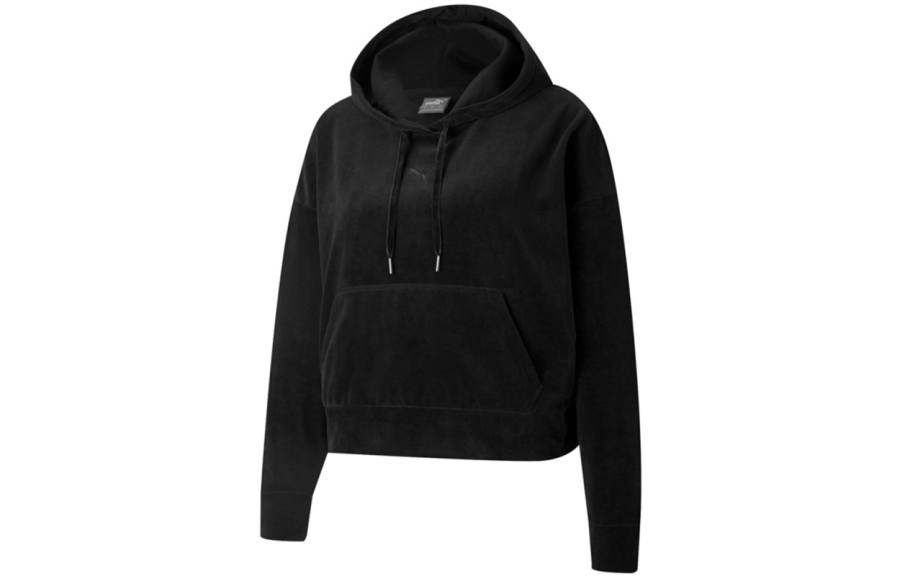 PUMA Sweatshirts Women's Black Hooded Moderate Regular