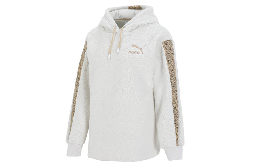 PUMA Sweatshirts Women's Ecru Hooded Moderate Regular