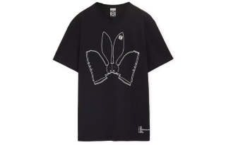 LOEWE SS23 The Year Of The Rabbit T Shirts Women's Black Crew Neck Moderate Straight Fit